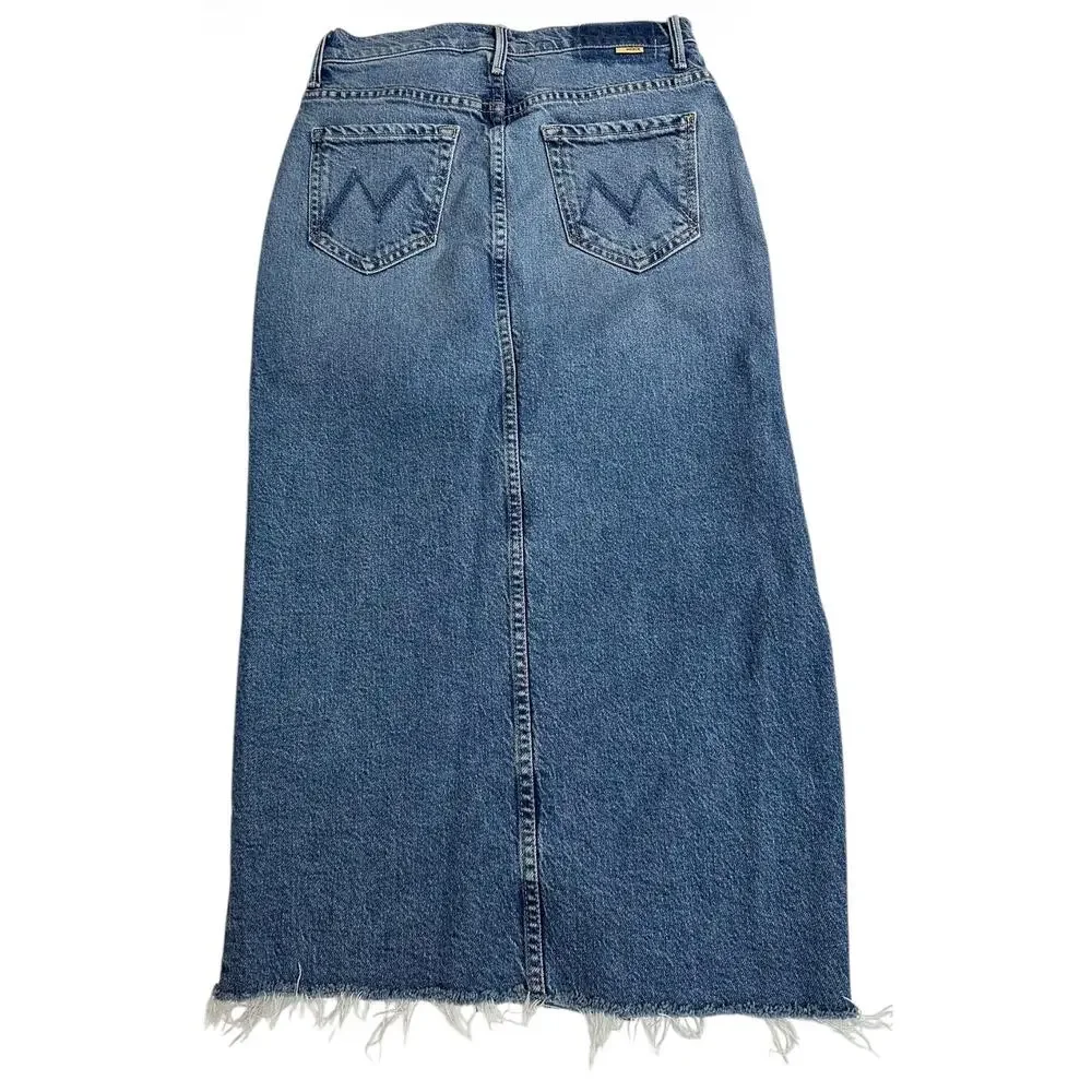 Mother Superior Denim Midi Skirt The Split Second in Strike a Pose